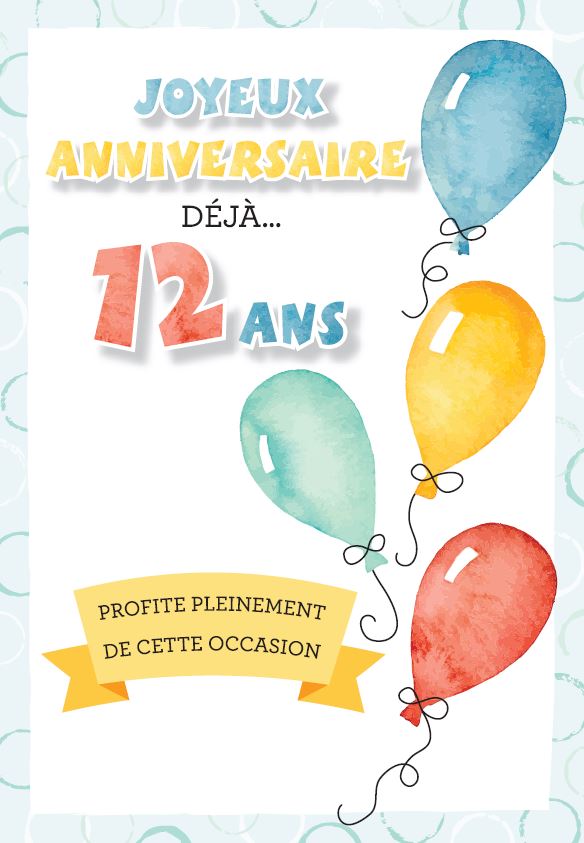 12 Ans Carte D Anniversaire De Millbrook Fetes Cartes De Fete 12 Ans