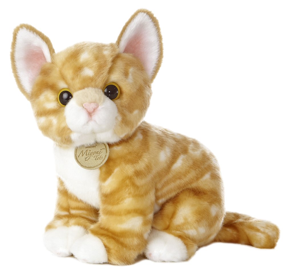 Chat Roux Tigre Assis 10 Peluches Regulieres