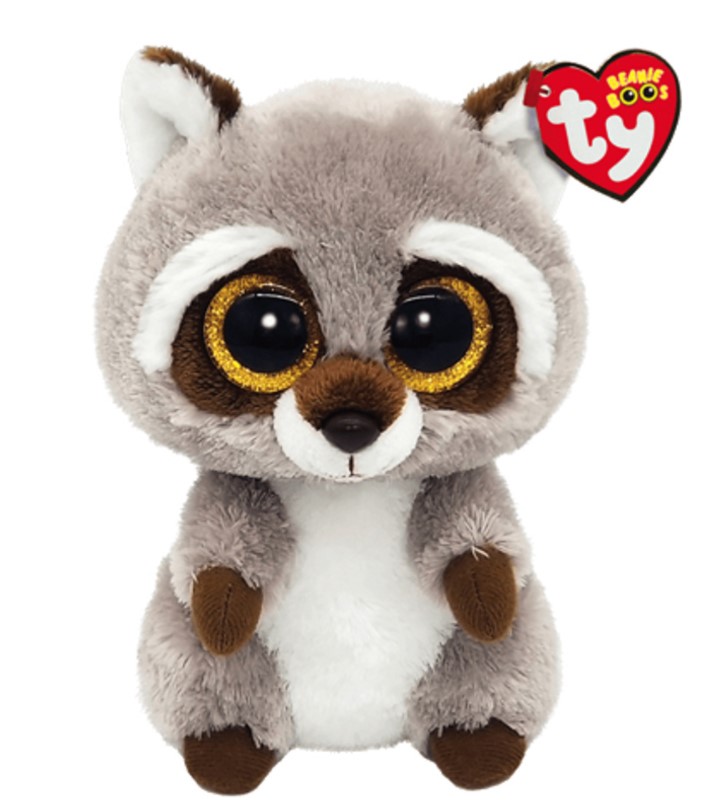 PELUCHE TY BEANIE BOOS - OAKIE RATON-LAVEUR GRIS PETIT 6 - PELUCHES /  Peluches gros yeux