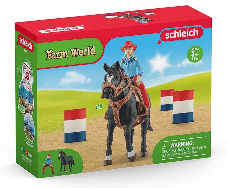 Schleich 42576 – Cowgirl E Cavallo Barrel Racing – Set Giocattolo Per Bambini - 3