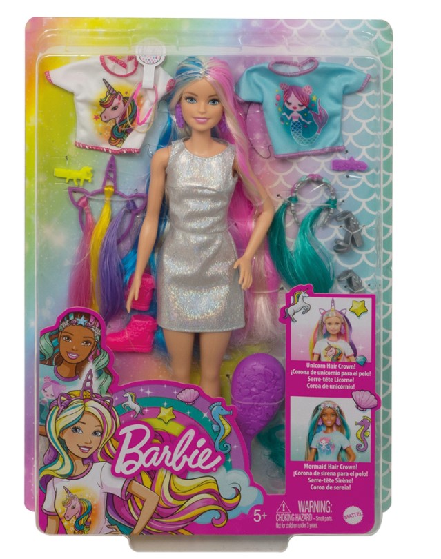 POUPÉE BARBIE - CHEVEUX FANTASTIQUES AVEC LOOKS SIRÈNE ET LICORNE -  POUPÉES, BARBIE ET FIGURINES / Barbie et accessoires