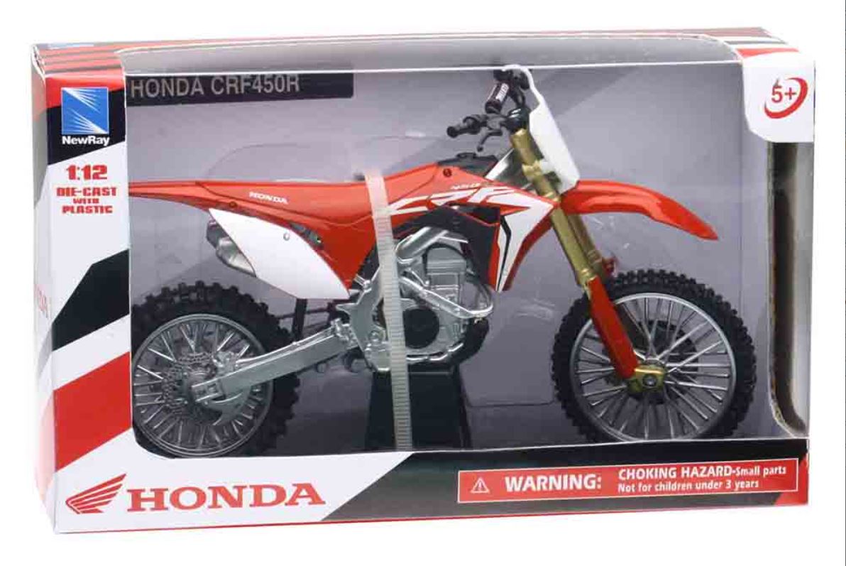 NEW-RAY - MOTOCROSS HONDA 1:12 ROUGE - CAMIONS, ARMES ET SUPERHÉROS /  Véhicules 3 ans +