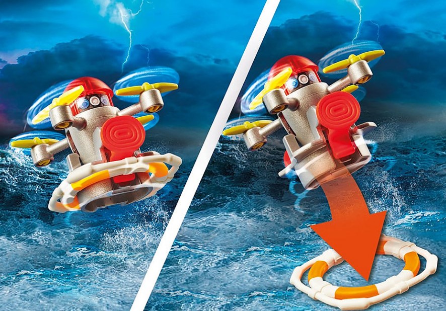 Jeux de constructionuveteur en mer et quad Playmobil