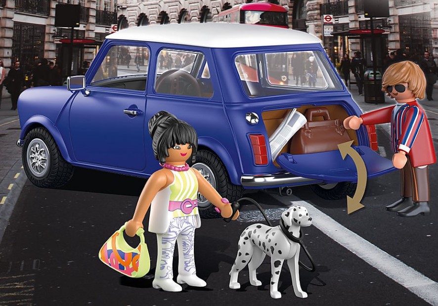 PLAYMOBIL 70921 Classic Cars Mini Cooper – Coche Coleccionable A Escala 1:17, Con 3 Figuras Y Accesorios, Techo Desmontable, Para Mayores De 5 Años