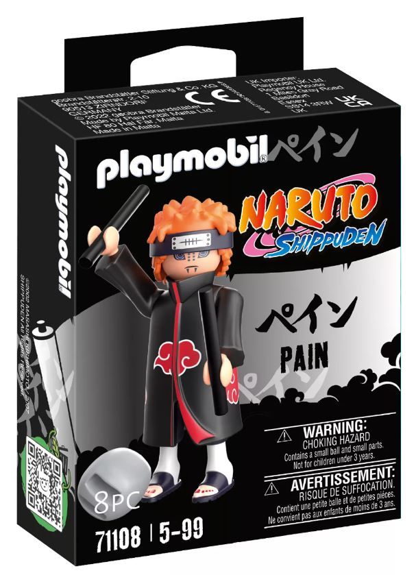 PLAYMOBIL Naruto 71108 Pain Figur – Mit Stirnband, Chakra-Stangen & Stein, Ab 5 Jahren