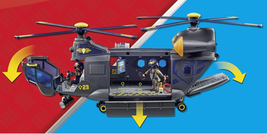 PLAYMOBIL 71149 Hélicoptère de transport des forces spéciales- - Les  policiers - City Action- Unité d'élite - Cdiscount Jeux - Jouets