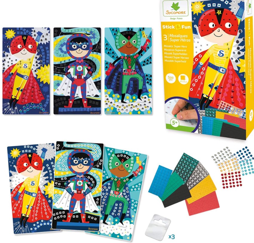Stick'n Fun - 3 Mini Mosaïques - Super Héros - Bricolage / Activités  Créatives