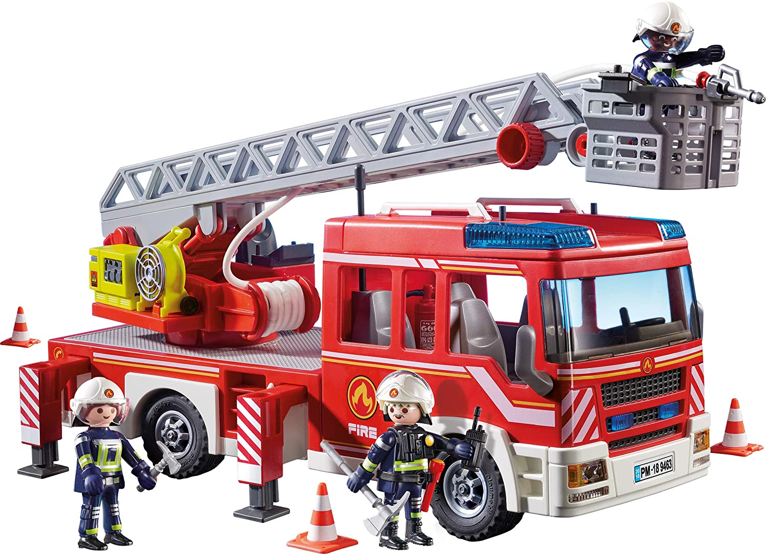 Camion Pompier Playmobil City Action PLAYMOBIL CAMION DE POMPIERS AVEC ECHELLE PIVOTANTE #9463 - PLAYMOBIL /  Action