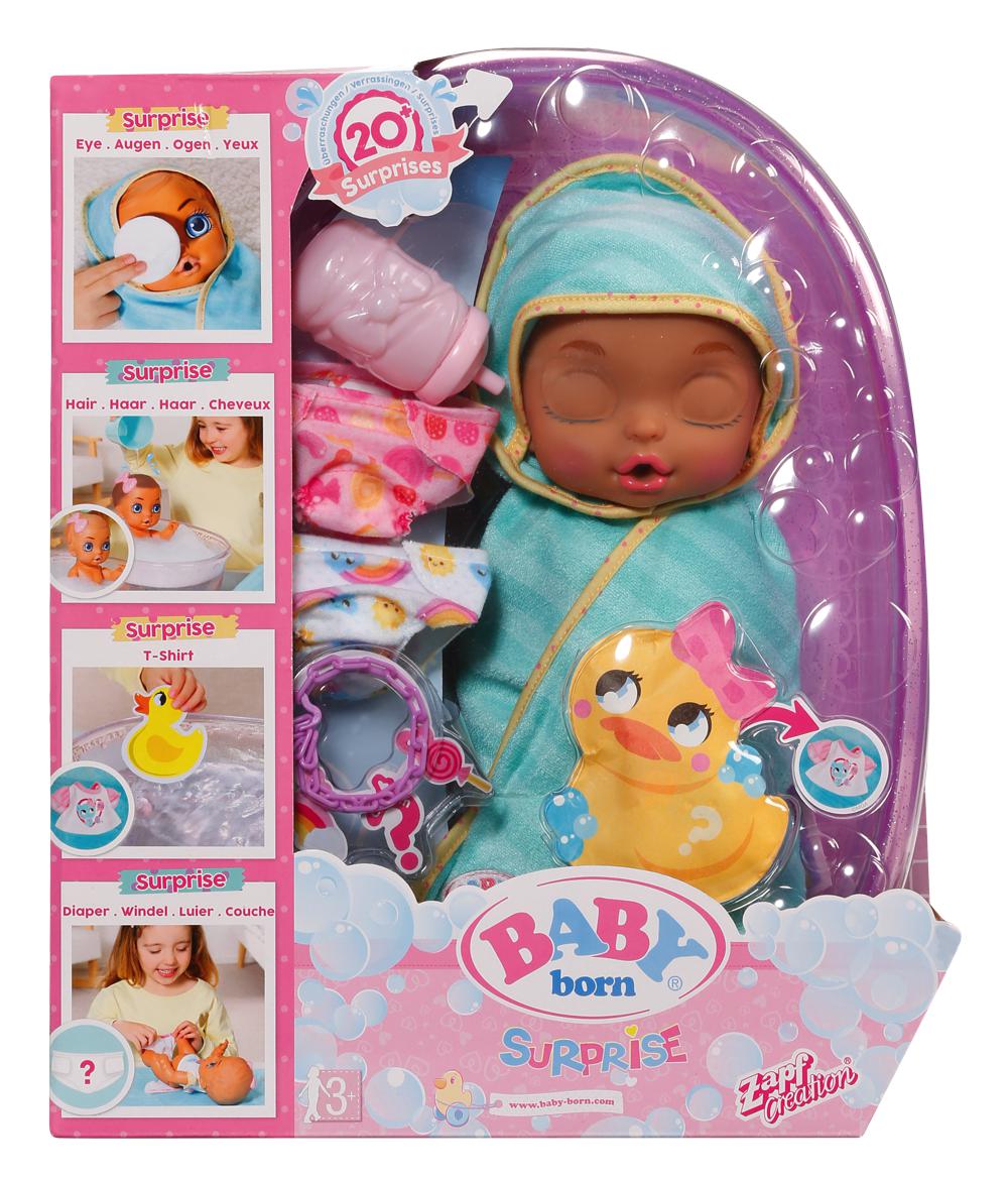 Baby Born Surprise Ensemble Pour Le Bain Avec Bebe Aux Yeux Bleus Poupees Barbie Et Articles Menagers Poupees Et Accessoires