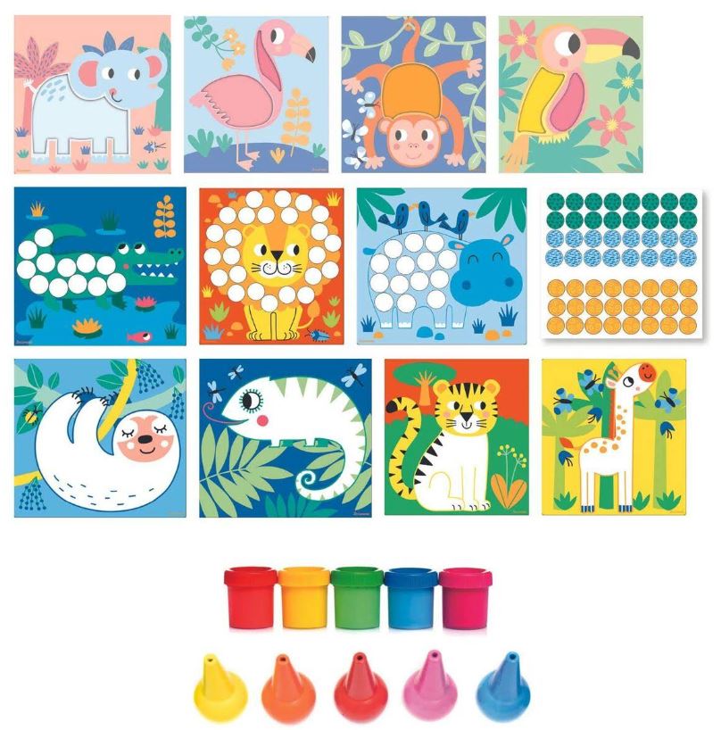 Cartes Baby Animaux : 6 cartes + 100 gommettes - dès 2 ans - Miniatures  Factory