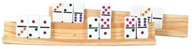 Support Pour Dominos En Bois Massif - 24.5x7.5x1.7 Cm - Organisateur à Fentes, Plateau De Jeu Stable