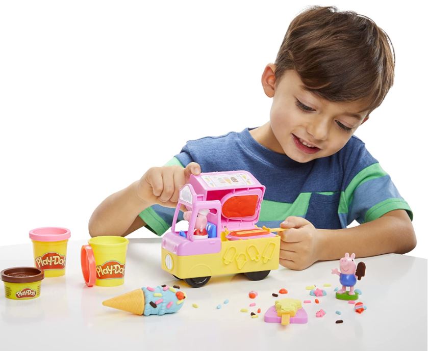 Play-Doh Peppa et Le Camion de Glaces, Figurines Peppa et George et 5 Pots  de Pate a Modeler