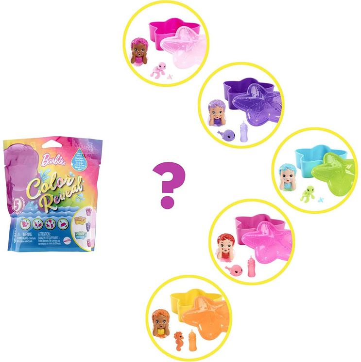 BARBIE COLOR REVEAL - ENSEMBLE BÉBÉ SIRÈNE ARC-EN-CIEL ASST