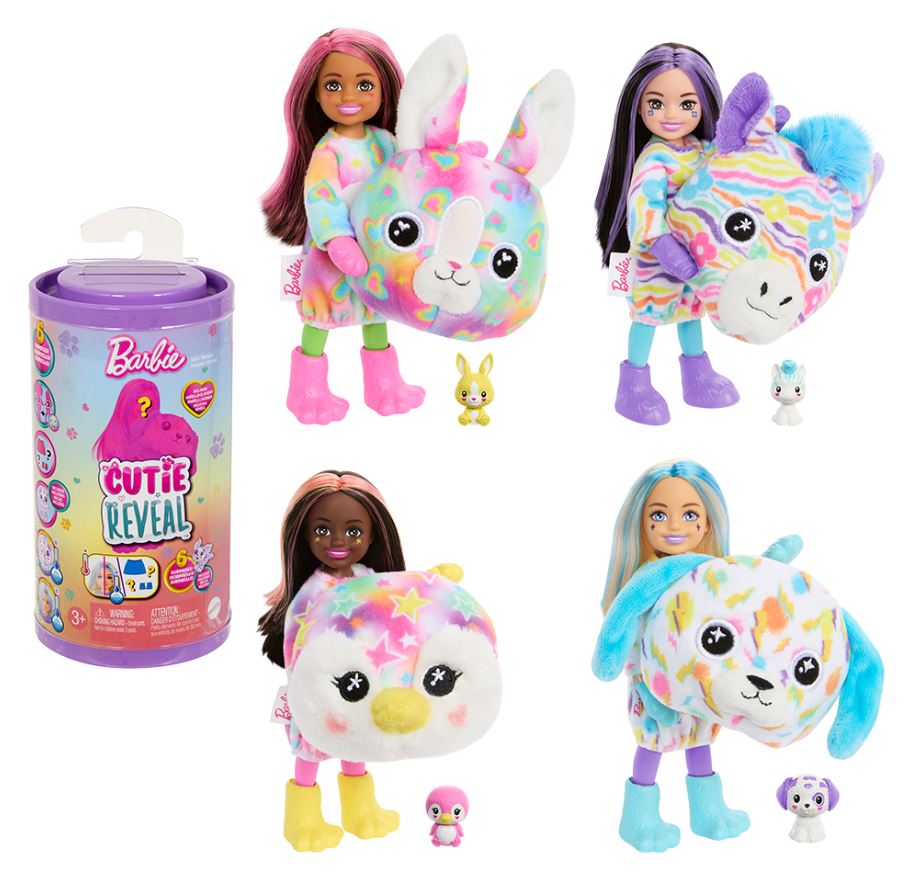 Muñeca Barbie Cutie Reveal Chelsea, muñeca con disfraz de mono de peluche y 7 sorpresas que