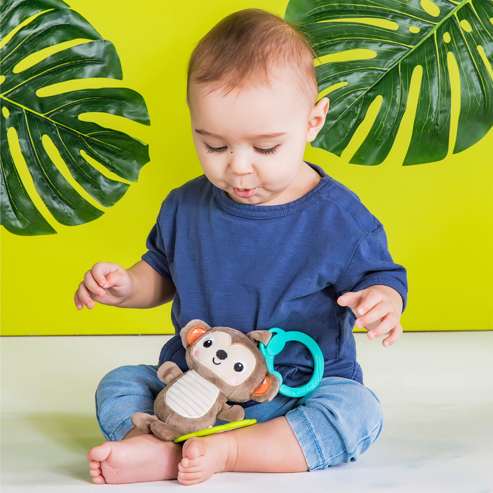 Peluche Singe Avec Anneau De Dentition Et Attache Pour Porte Bebe Bebe Accessoires