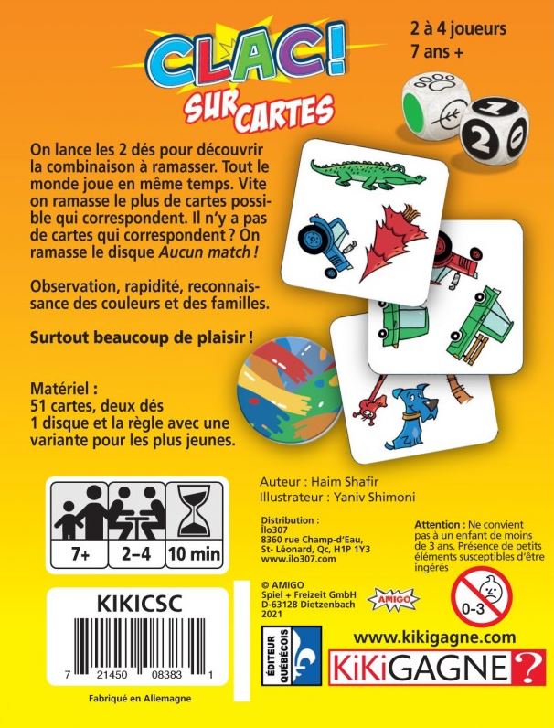 JEU CLAC SUR CARTES (FR) - JEUX DE SOCIÉTÉ / Enfants (6 à 8 ans)