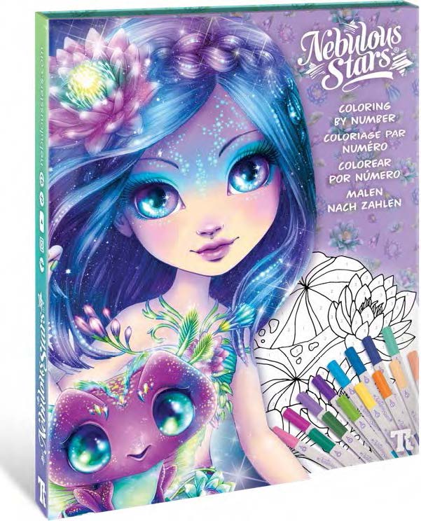 Kit Coloriage Par Numéros Nebulous Stars - 36 Dessins + 15 Feutres Double Pointe - Activité Créative