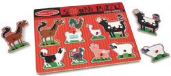 MELISSA AND DOUG - CASSE-TÊTE 8 PIÈCES  ANIMAUX DE LA FERME EN BOIS SONORE