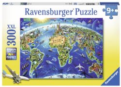 RAVENSBURGER CASSE-TÊTE 300 PIÈCES LARGES PIÈCES - CARTE MONUMENTS DU MONDE #13227