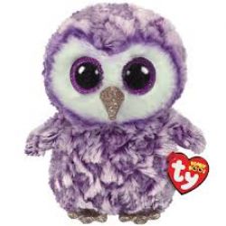 PELUCHE TY BEANIE BOOS - MOONLIGHT HIBOU MAUVE MÉDIUM 13