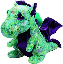 PELUCHE TY BEANIE BOOS - CINDER DRAGON VERT VENTRE MAUVE LARGE 16