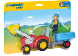 PLAYMOBIL 1-2-3 - FERMIER AVEC TRACTEUR ET REMORQUE #6964