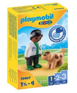 *** PLAYMOBIL 1-2-3 - VÉTÉRINAIRE AVEC CHIEN #70407