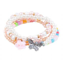 4 BRACELETS PAPILLON/ ROSE ASST