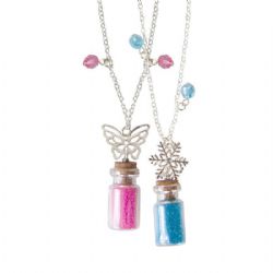 COLLIER DE POUSSIÈRE DE PRINCESSE FÉE ROSE OU BLEU ASST