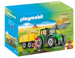 PLAYMOBIL - TRACTEUR AVEC REMORQUE #9317