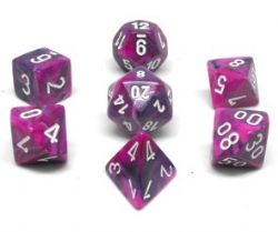 ENSEMBLE 7 DÉS POLYÉDRIQUES FESTIVE VIOLET AVEC CHIFFRES BLANCS