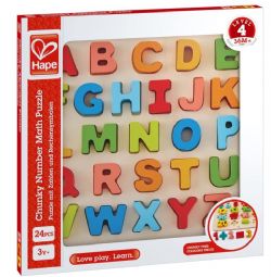 HAPE - CASSE-TÊTE EN BOIS ALPHABET 24 PIÈCES -LETTRES MAJUSCULES