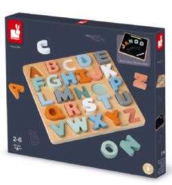 JANOD CASSE-TÊTE À ENCASTRER - POUR APPRENDRE L'ALPHABET 3 EN 1 EN BOIS