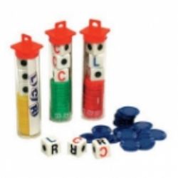 TUBE DE 5 DÉES 6 FACES - JEU DE POKER - COUVERCLE À CROCHET