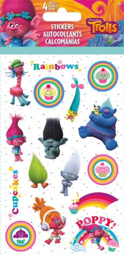 // TROLLS - 4 FEUILLES D'AUTOCOLLANTS STANDARDS